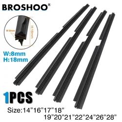 BROSHOO 1Piece Car Auto Vehicle Insert Soft Natural Rubber For Valeo Type Wiper Blade Only (Refill) 8mm 14