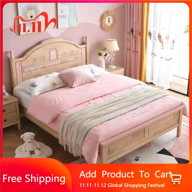 

Postmodern Wood Childrens Bed Simple Modern Korean Loft Princess Bed Comferter Queen Aesthetic Waiting Chinese Style Furniture