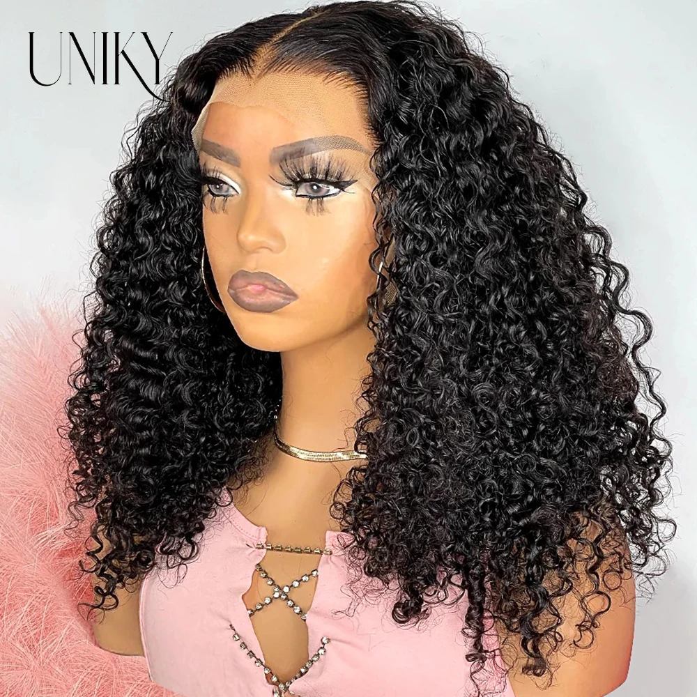 

4C Natural Afor Kinky Edges HD Lace Front Wig Most Realistic Hairline Deep Curly Lace Frontal Wig With Curly Baby Hair Wigs