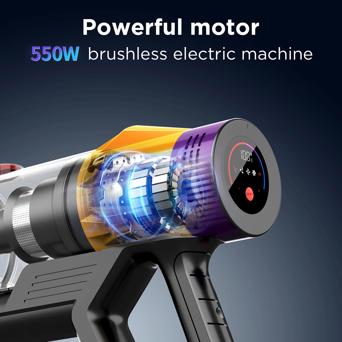 550W Brushless Motor 55KPA Suction Power Cordless Vacuum Cleaner Handheld Smart Home Appliance Removable Battery Dust Cup