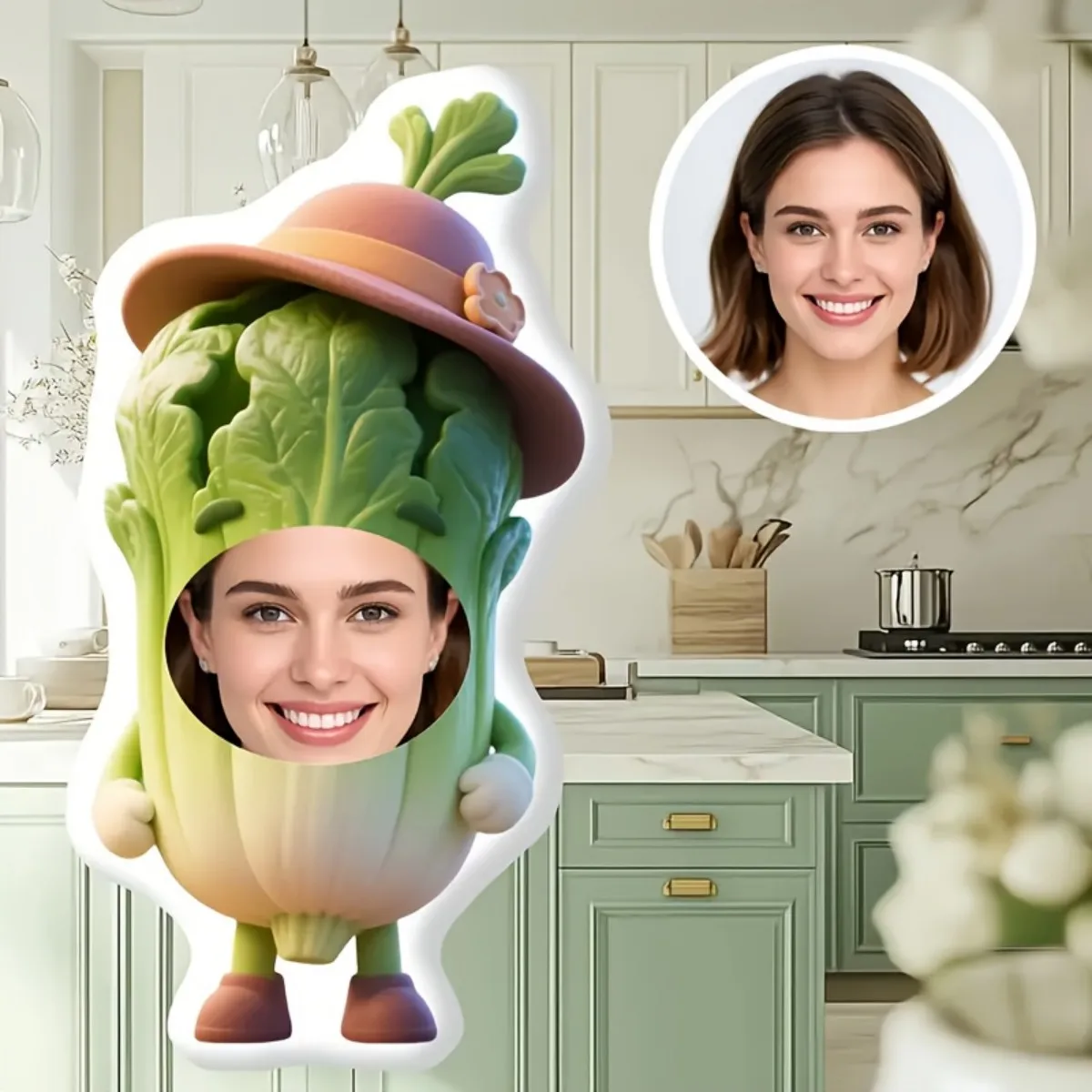 تخصيص وجه الملفوف صورة المنزل اليقطين رمي الوسائد، DIY وسائد مطبوعة على الوجهين، هدايا مضحكة ومثيرة للاهتمام