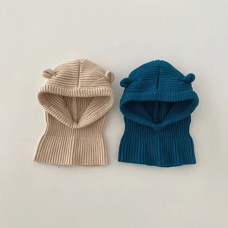 

Детская вязаная шапка, шарф, осень-зима 202, детские головные уборы, шапки с милыми ушками, детские защитные шапки для ушей для девочек и мальчиков