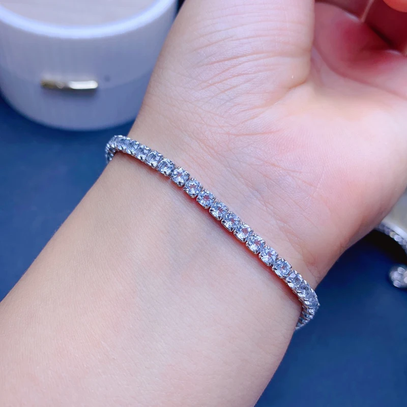 

Natural Aquamarine Bracelet for women silver 925 jewelry luxury gem stones 18k gold plated free shiping items