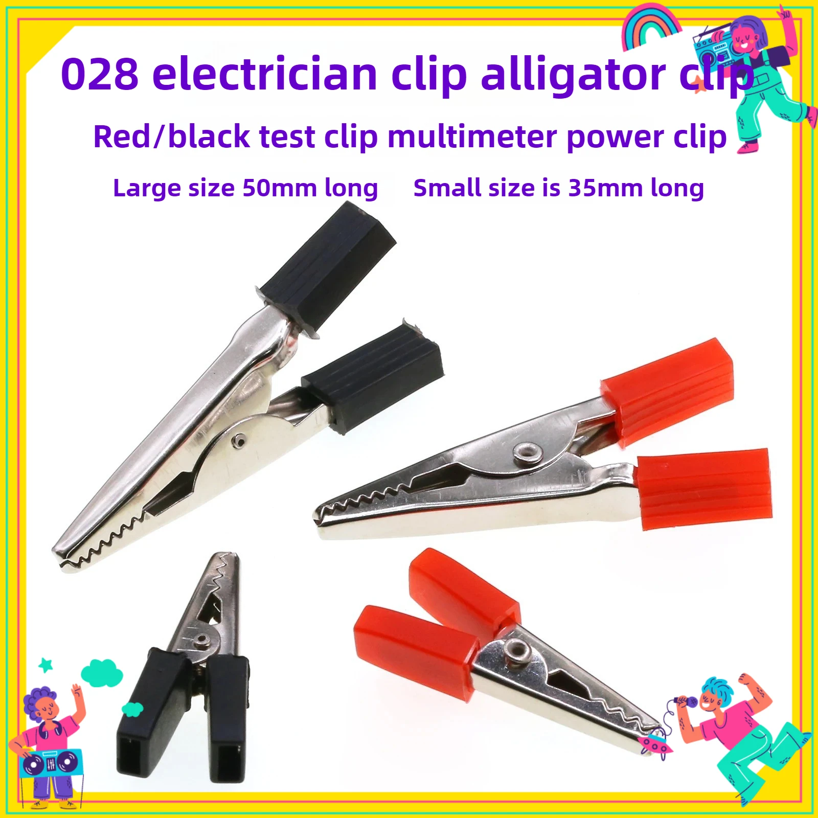 10PCS/lot 35mm/50mm Plastic Handle Test Probe Metal Alligator Clips Wire Connector Terminal Block Electric Connector Set