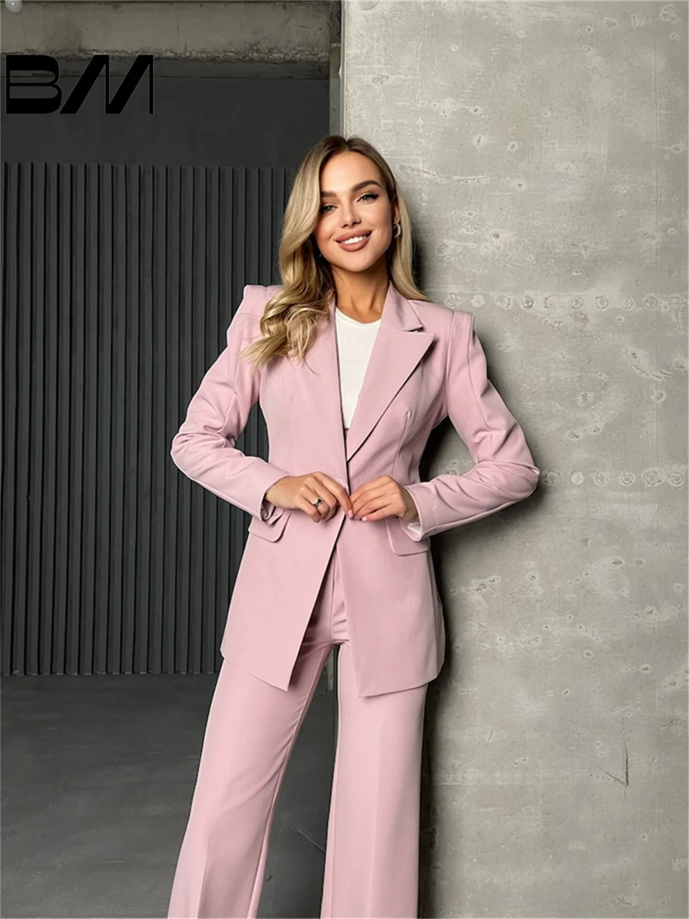 Pink Formal Suit for Women, Jacket Pants, Classic Monochrome Suit, Wedding Dress, Hot Sale, 2-Piece Set, Spring Customized