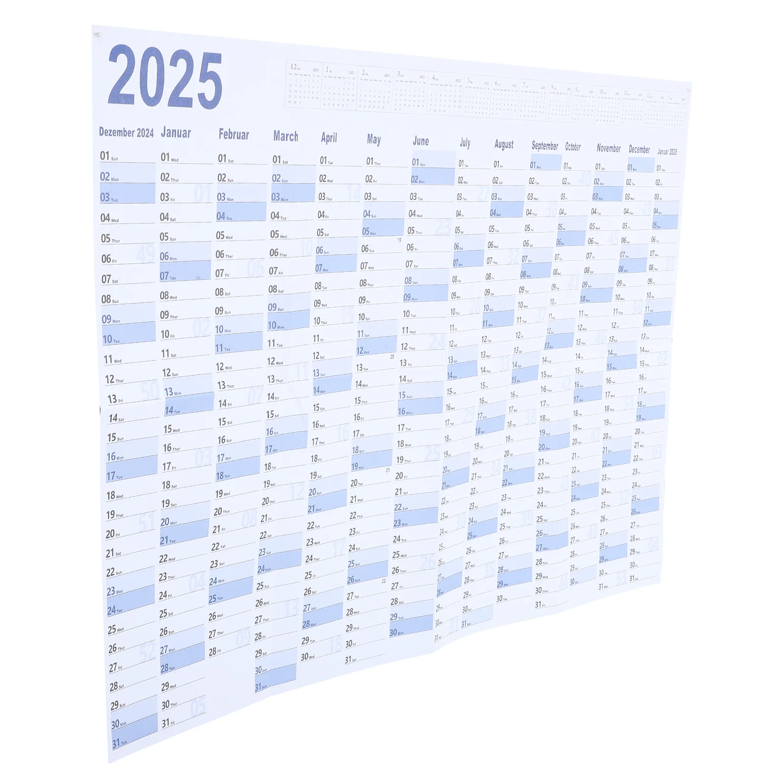 

2025 Wall Calendar Practical Schedule Hanging Paper Year Planner Office Mini English Month Adornment