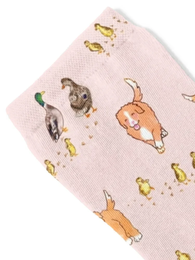 Toller Puppies and Ducklings - Light Pink Socks luxe christmass gift Soccer Socks Men Women's