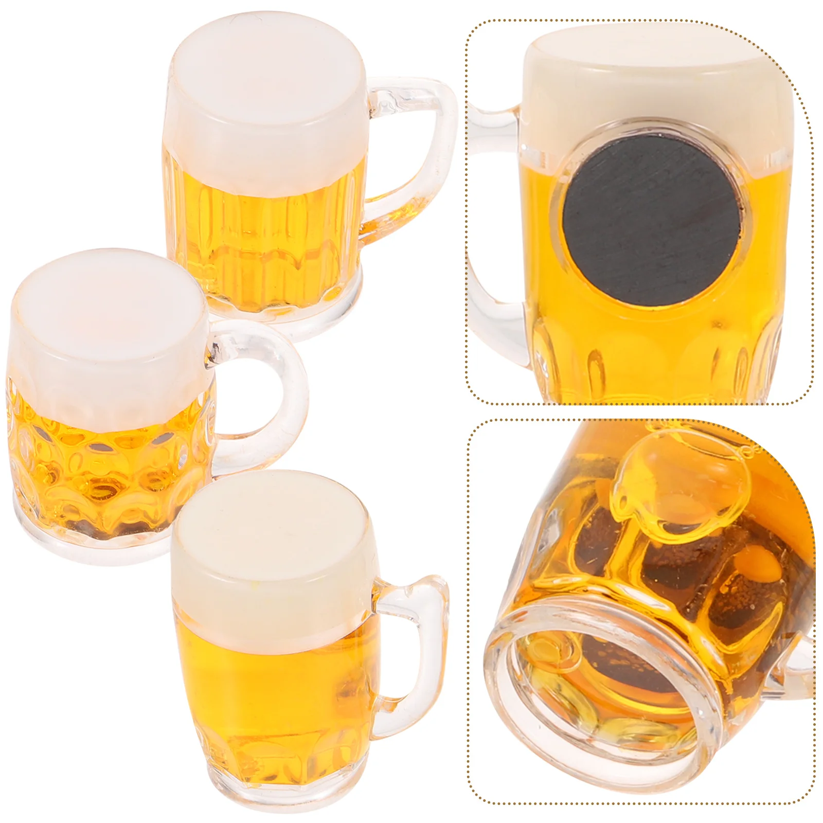 

3pcs Simulated Beer Ornaments Plastic Mini Liquor Bottle Display Birthday Cake Decoration Craft Beer Mug Realistic Pendant