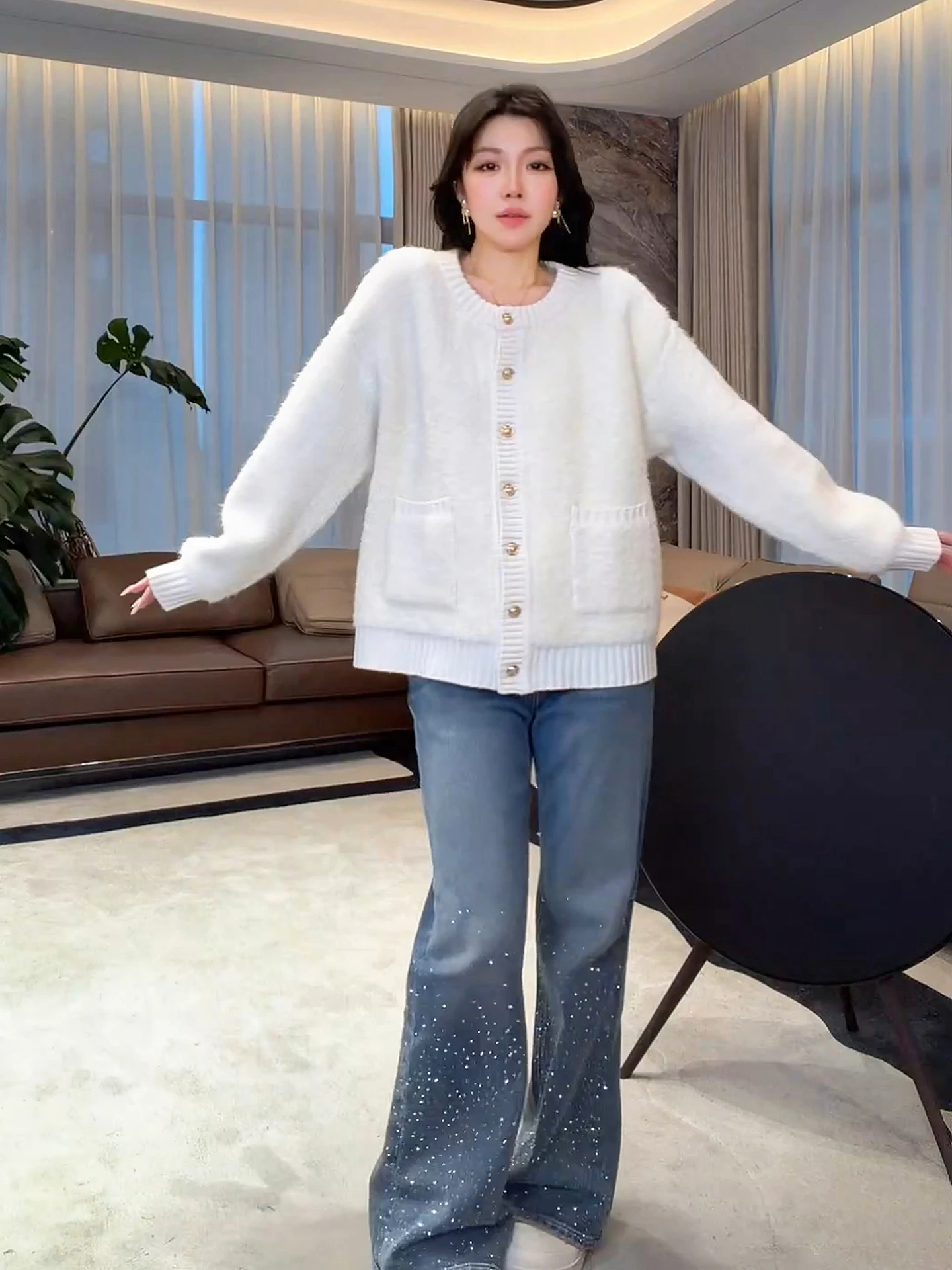 

Вязаный свитер Fang's Personal ME Golden Bean Ice Cr High Ammage для женщин: модный, теплый, зимний, повседневный, свободного кроя