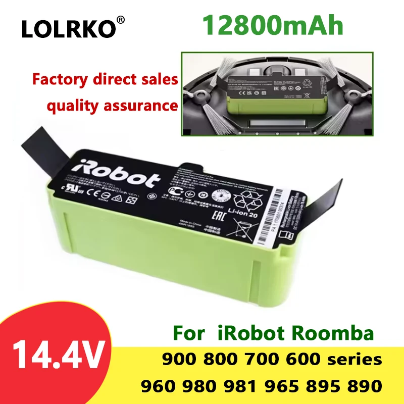 Batería Original de Iones de Litio de 12800mAh para iRobot Roomba 680, Series 500, 600, 700, 800, 900, Modelos 595, 670, 671, 675, 677, 681, 685, 690, 691, 695