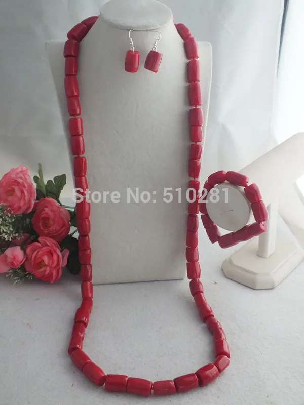 Charm jewelry Nigerian Party Beads Necklace For Men, Coral jewelry set 48 inches