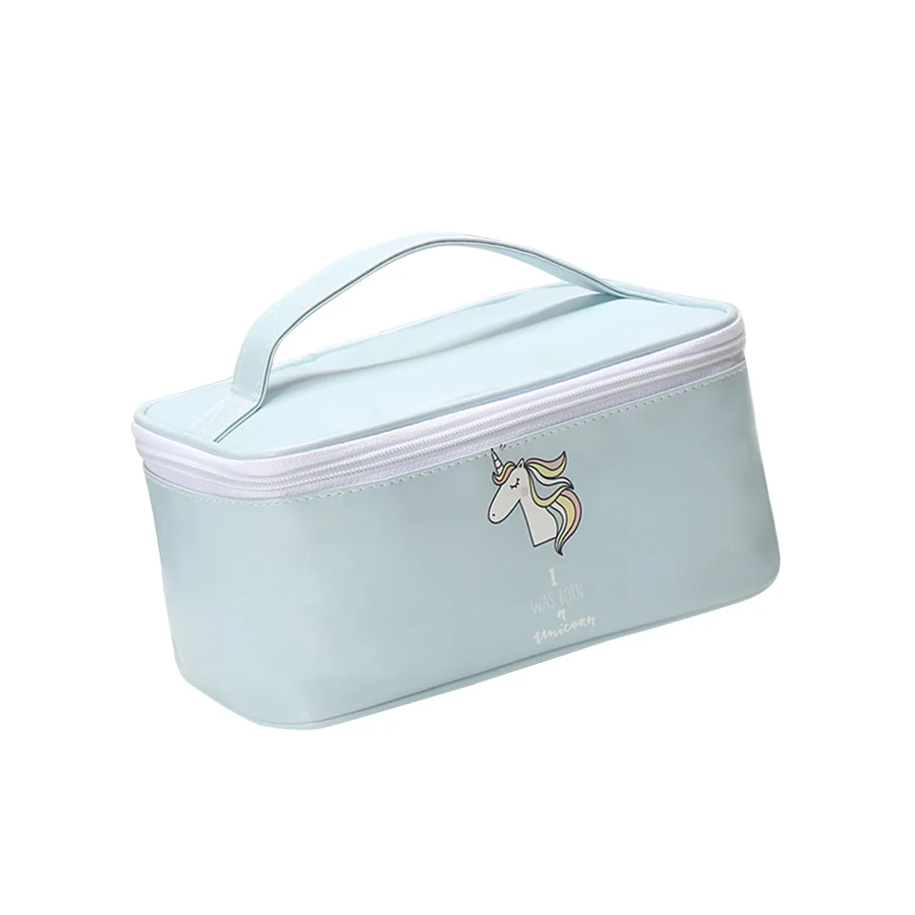 

Blue Makeup Bags Unicorn Printing Storage Bag Multifunctional Pouch Portable Handbag Tote Case Square Toiletry Bag
