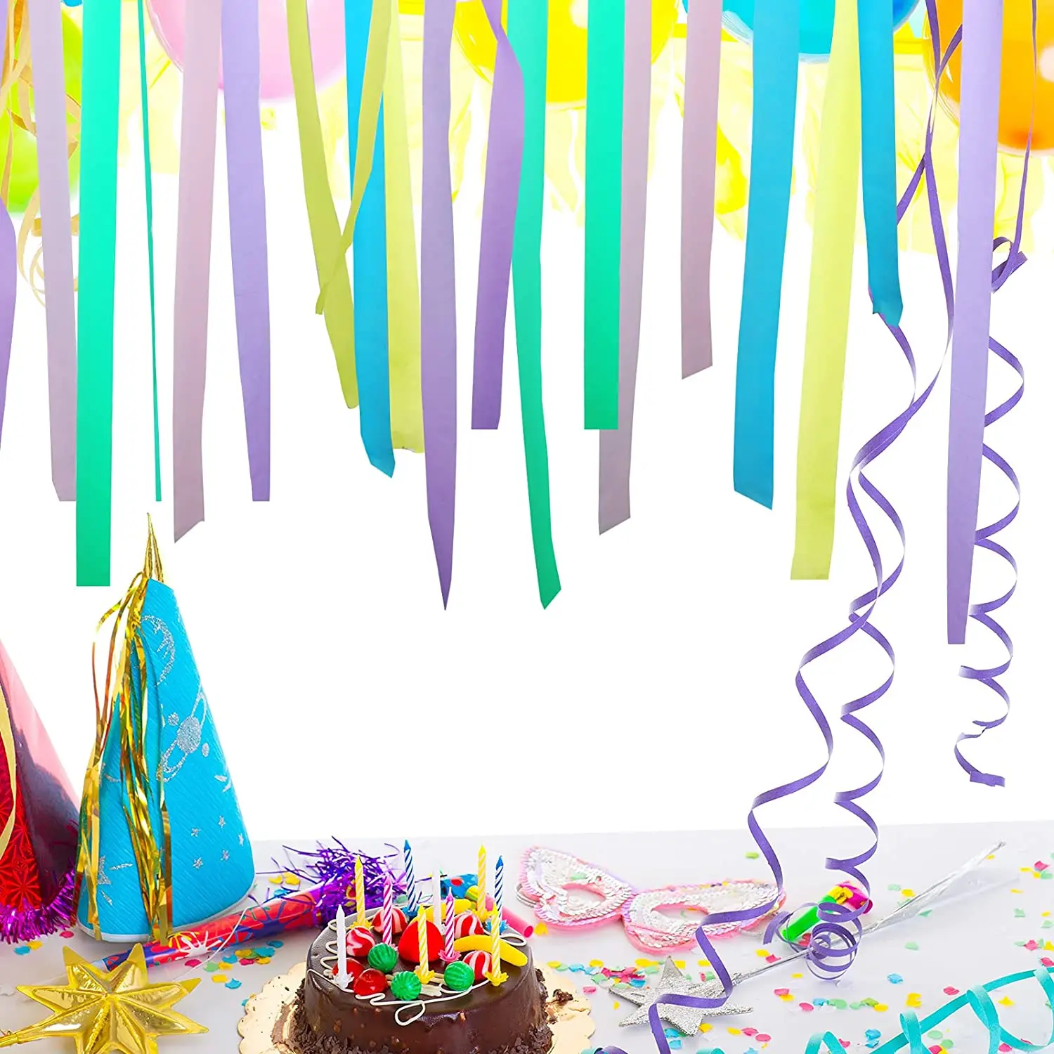A14M 10 rotoli di carta crêpe arcobaleno pastello stelle filanti carta decorativa per feste di compleanno per forniture per ornamenti per festival di nozze