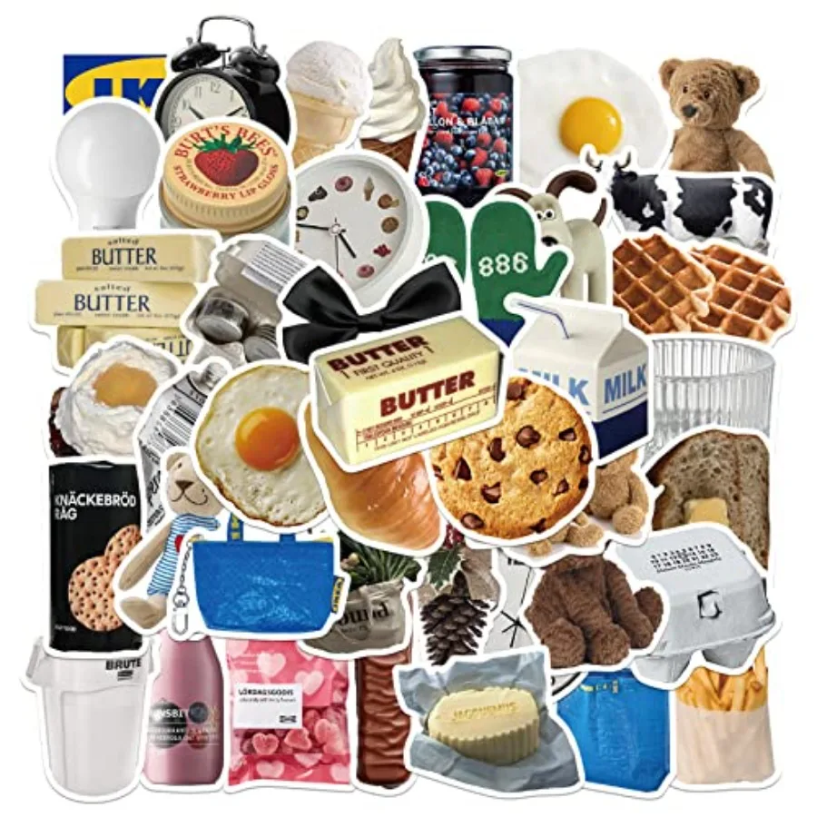Cute Milk Cookie Stickers 50PCS Vinyl Waterproof Decals for Teens Adults Home Decor Water Bottles Laptop Scrapbook