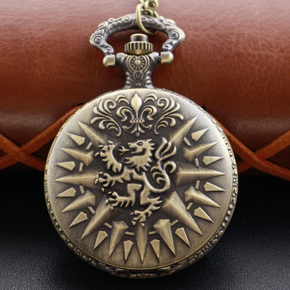 Mythology and Legend Series Flaming Monster Steam Punk Digital Bronze Quartz Pocket Watch Necklace Pendant Clock Series Gift