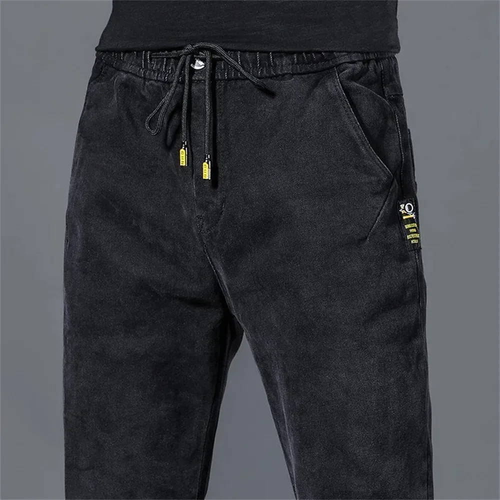 2024 New Hip Hop Jeans Pants Men Loose Joggers Denim Casual Sweatpants Korea Ankle Length Trousers Streetwear Male Clothes y2k