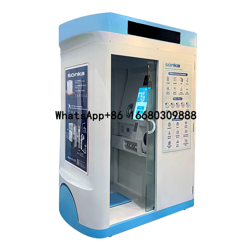 Intelligent health examination kiosk medical equipment ecg machine body health check up data transmission system telemedicine