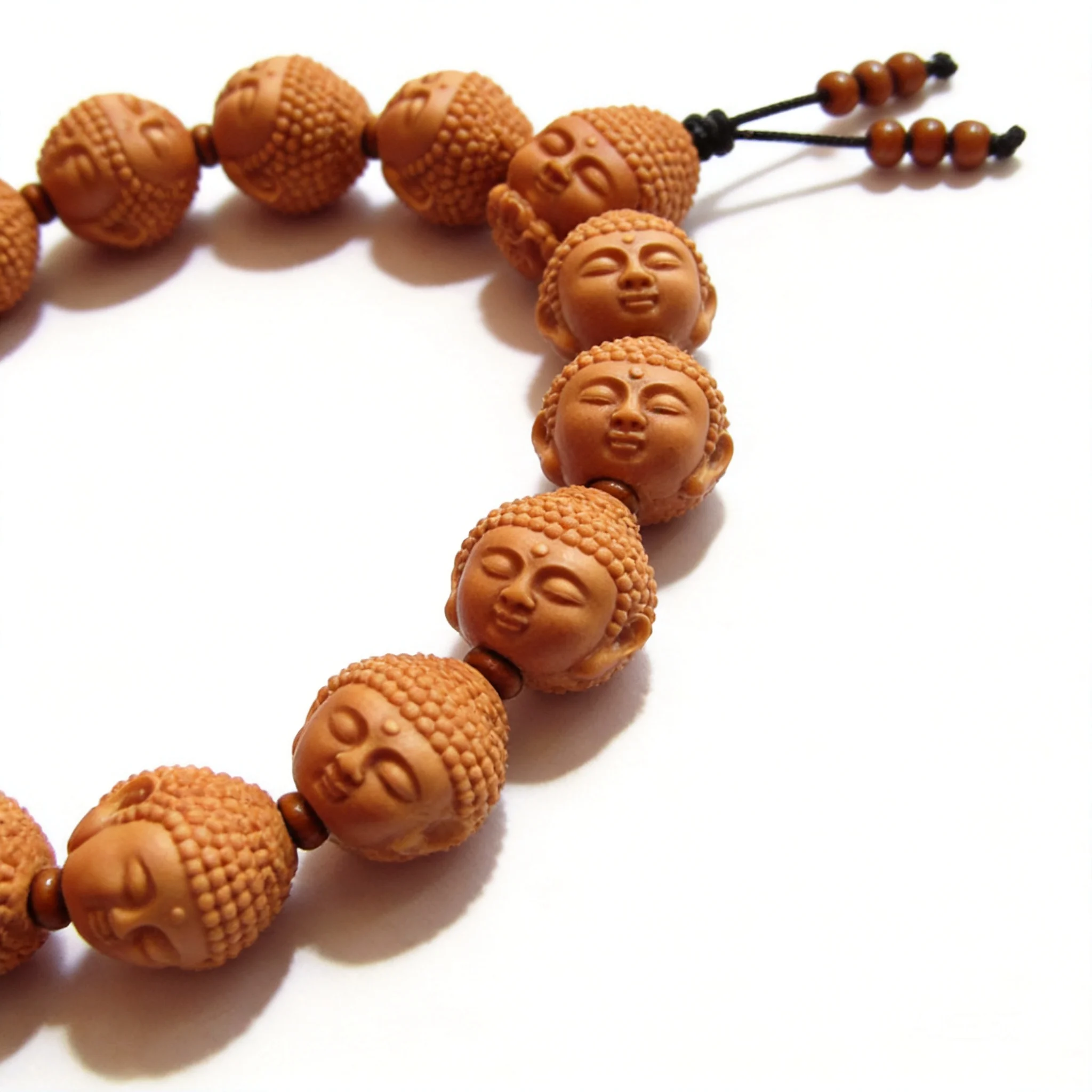 

Semi Hand Carved Small Seed Olive Pit Baby Tathagata Buddha Head Bracelet Unisex Chinese Style Wenwan Collectible For Daily Wear