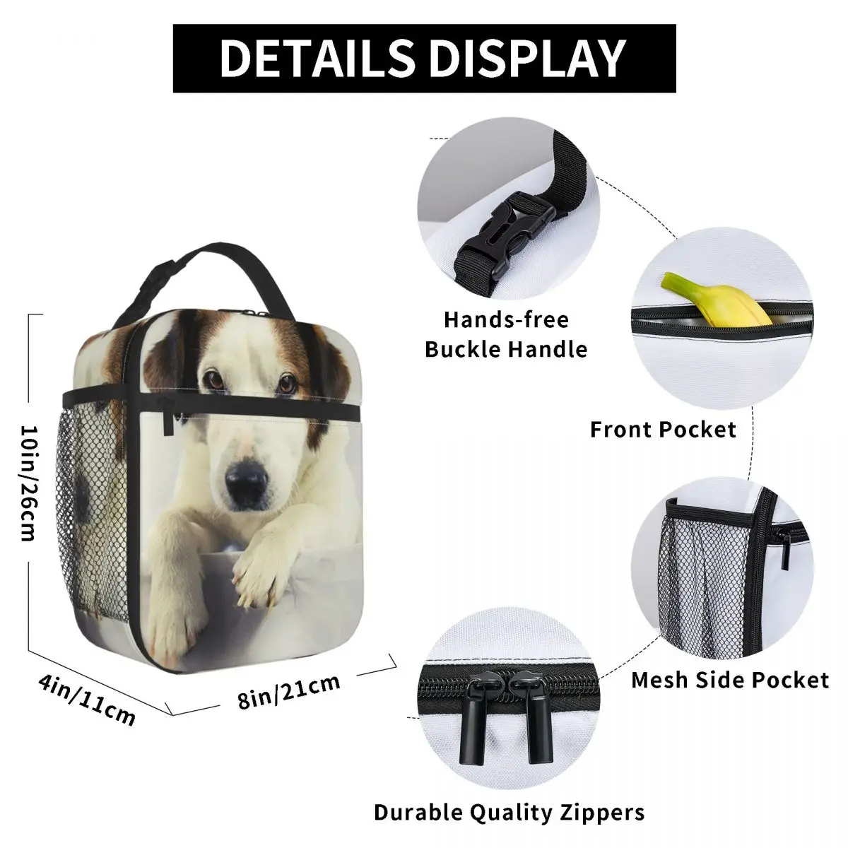 Dog Jack Russell Terrier Photo Insulated Lunch Bag for Women Office Cooler Thermal Food Box Tote Portable Lunch Boxes Container