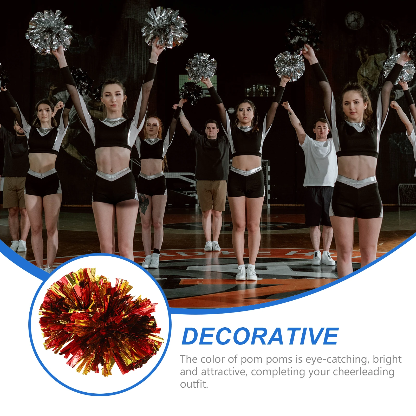 

2pcs Handheld Cheer Pompoms Metallic Dance Sports Party Event Props Gymnastics Cheerleading Accessories Spirit Poms Team Sports