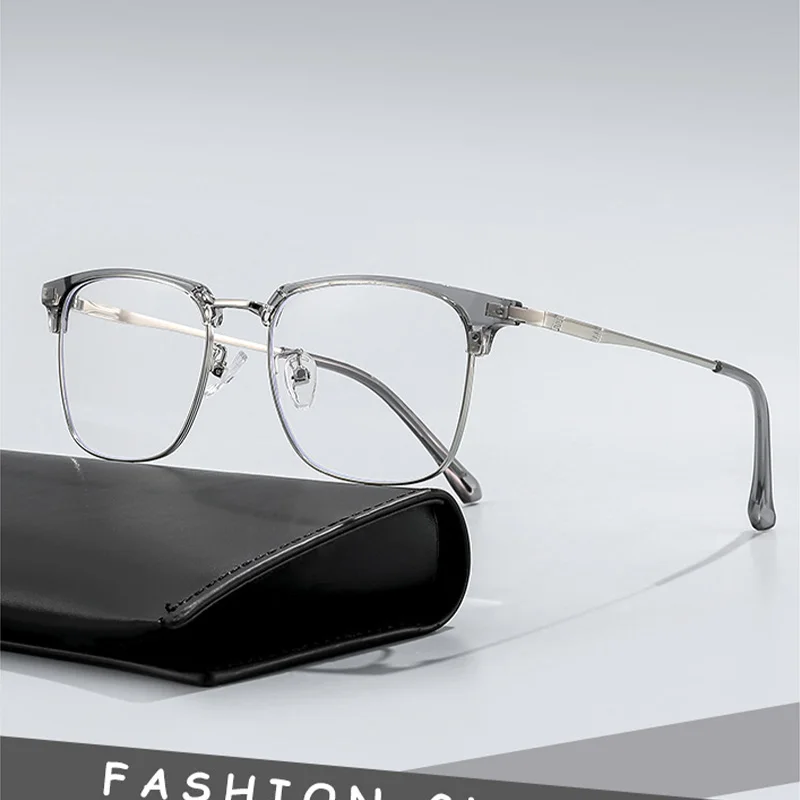 EYORA Vintage Business Metal Square Reading glasses Anti Blue Light Myopia and hyperopia Photochromic Prescription Eyewear Lens
