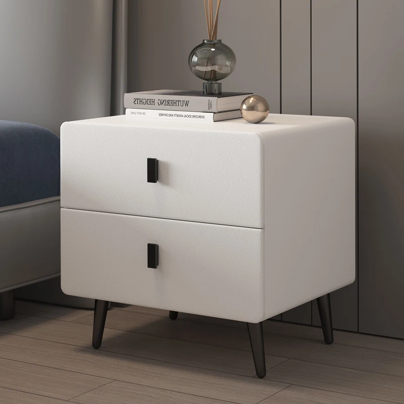 Bedside cabinet is simple, modern, and luxurious. Bedroom is gray, mesh red, small bedside cabinet, storage cabinet, Nordic