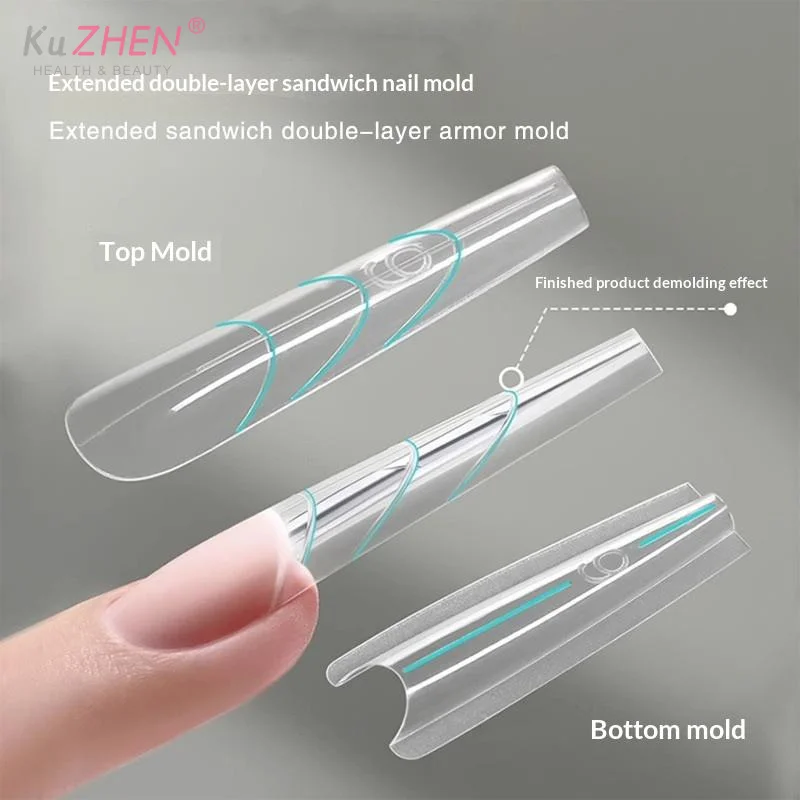 140/280 قطعة/الحزمة ساندويتش أشكال أظافر مزدوجة ملحقات-أشكال مزدوجة قالب سفلي طويل مربع اللوز مسمار الفن أشكال مانيكير أداة #4