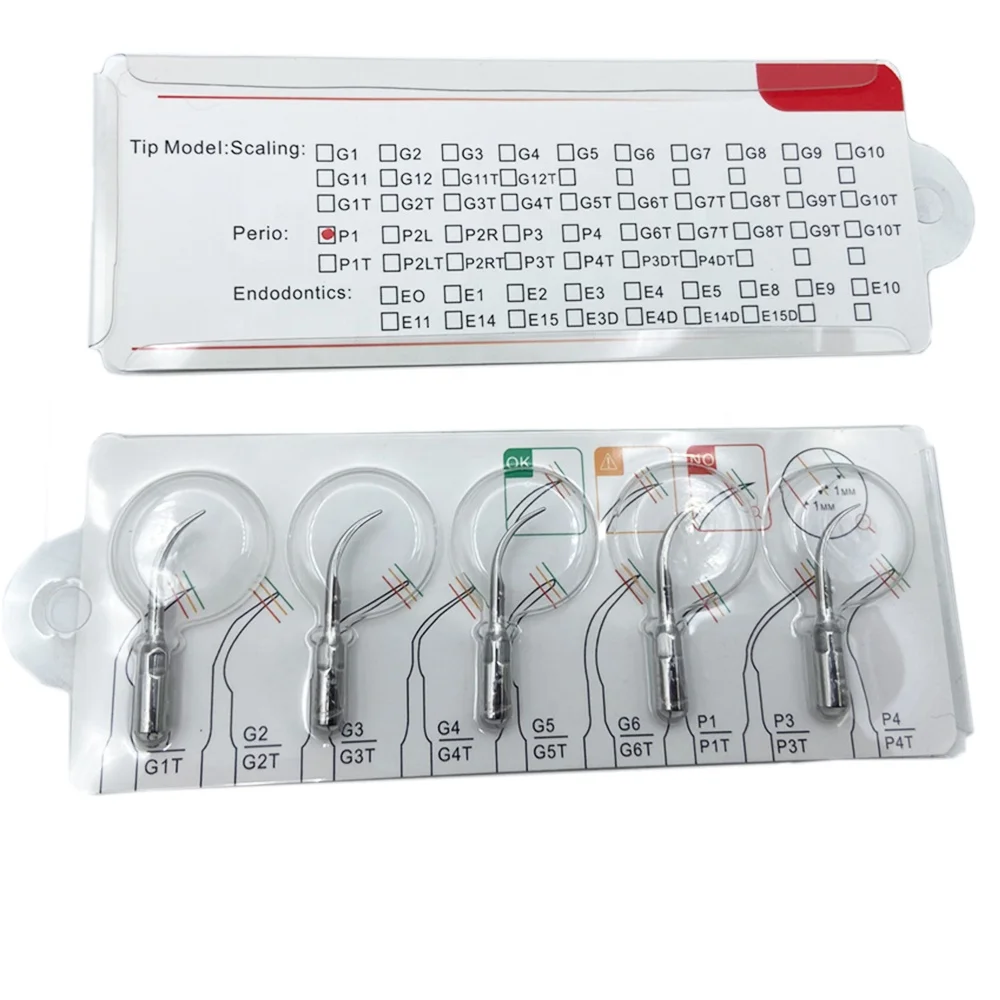 

Dental Ultrasonic Scaler Working Tips Handpiece G1 G2 G3 G4 P1 GD1 GD2 GD3 GD4 PD1 Compatible EMS with WOOD-PECKER EMS