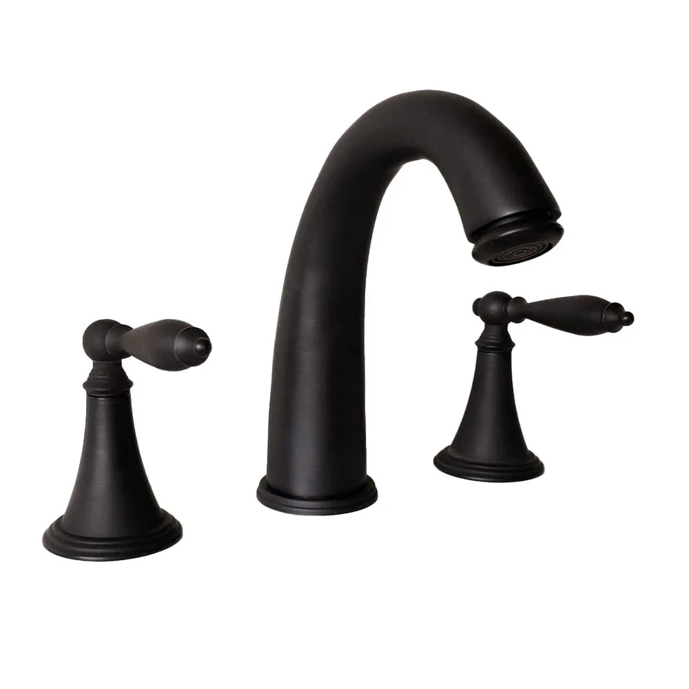 

Black Oil Rubbed Bronze Bathroom Basin Faucets Hot & Cold Deck Mounted Widespread Dual Handle 3 Hole Mixer Tap thg055