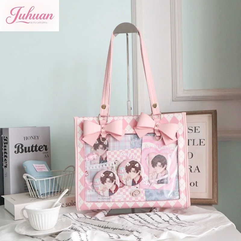 Tas Belah Ketupat Kurir Serbaguna Harian Jepang Tas Lta Rasa Sakit Transparan Lencana Bar Dua Dimensi Wanita Tas Busur Lolita Anak Perempuan
