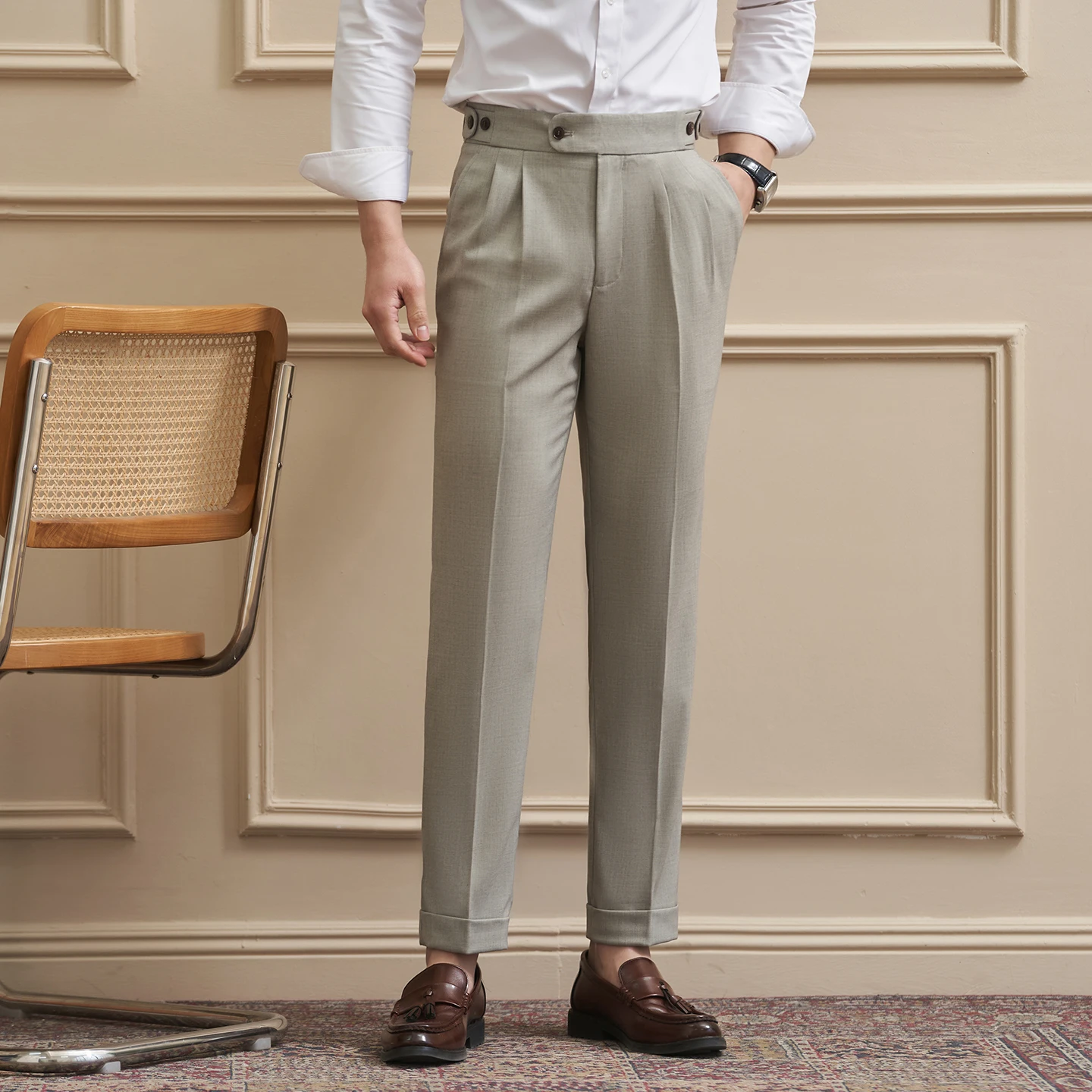 Neapolitan-Style Men‘s Cuffed Ankle Trousers | Slim Fit | Spring/Summer New Arrival