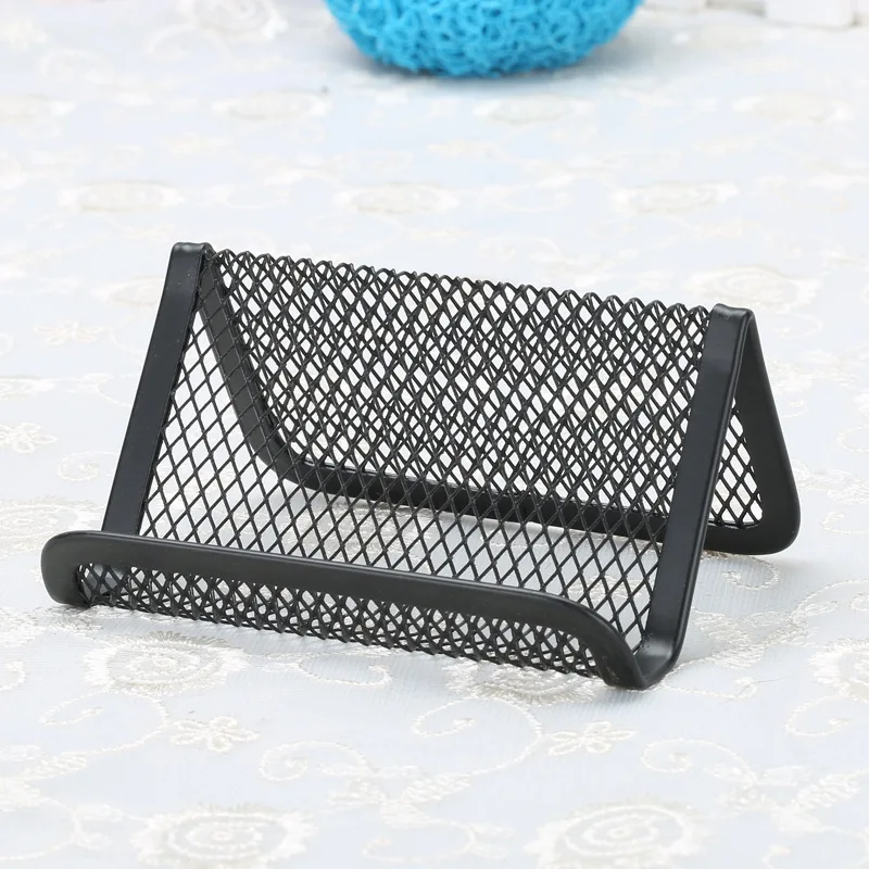 1pc Metal Mesh Portable Business Name Card Holder Display Stand Rack Desktop Table Organizer Home Desk Storage Stand