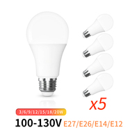 5PCS/lot LED Lamp 100-130V E27 E26 E14 E12 LED Bulb 3W 6W 9W 12W 15W 18W 20W Led Light Bulbs Bombillas Led Indoor Lighting