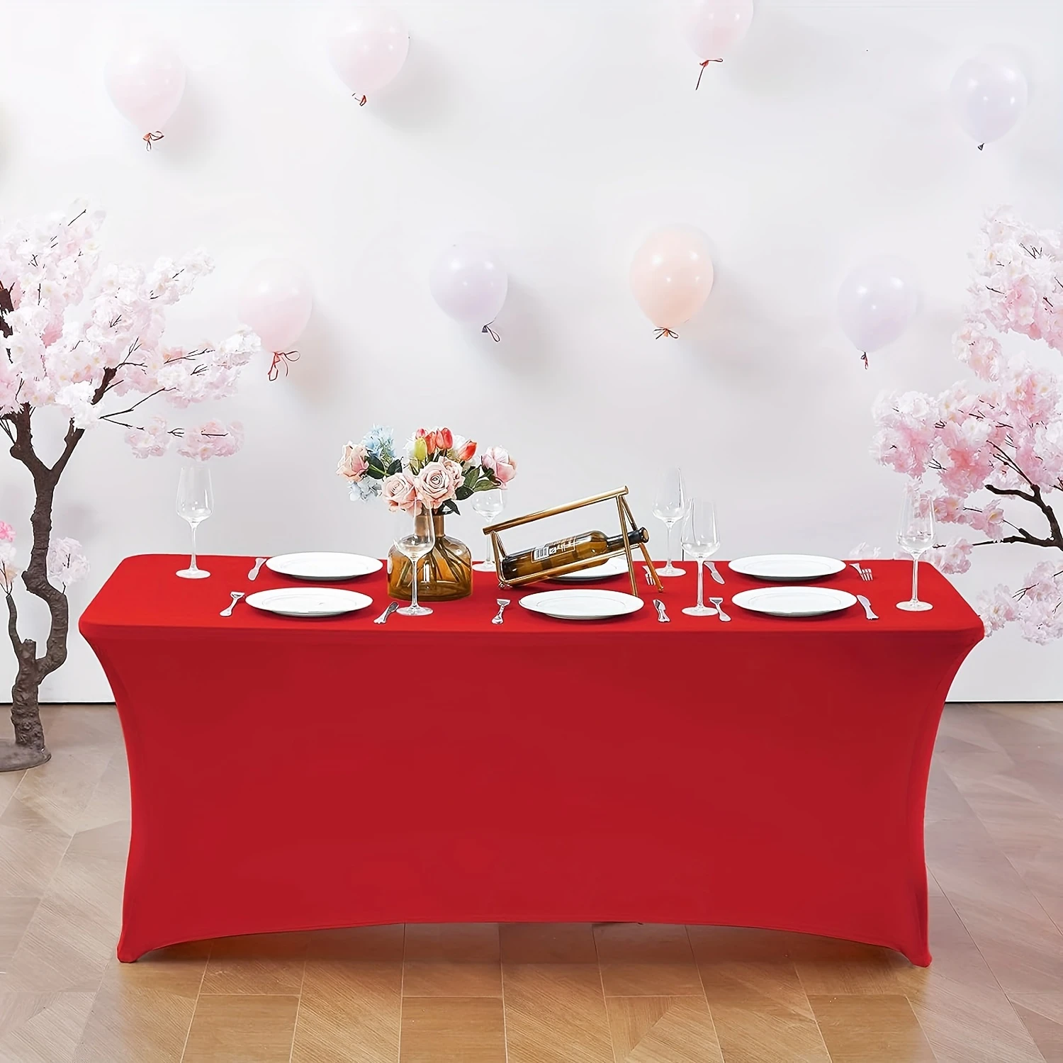 Stretchable Polyester Tablecloth - Durable & Wrinkle-Resistant for Parties, Banquets, Weddings & Events