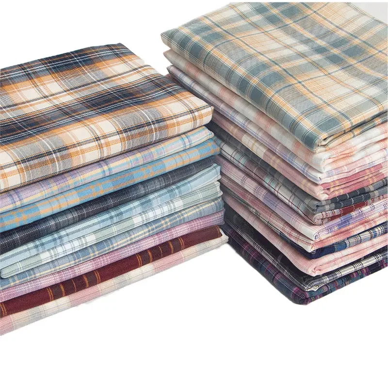 JK موحدة منقوشة النسيج لينة مبهمة بالمتر لملابس تنورة مطوي اليدوية DIY بها بنفسك غزل مصبوغ قماش البوليستر الخياطة الأزرق