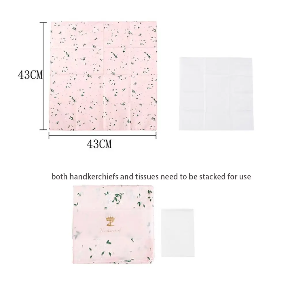 Pure Cotton Square Handkerchief Women Reusable Soft Wipe Sweat Bandana Eco-friendly Printed Thin Neck Scarf