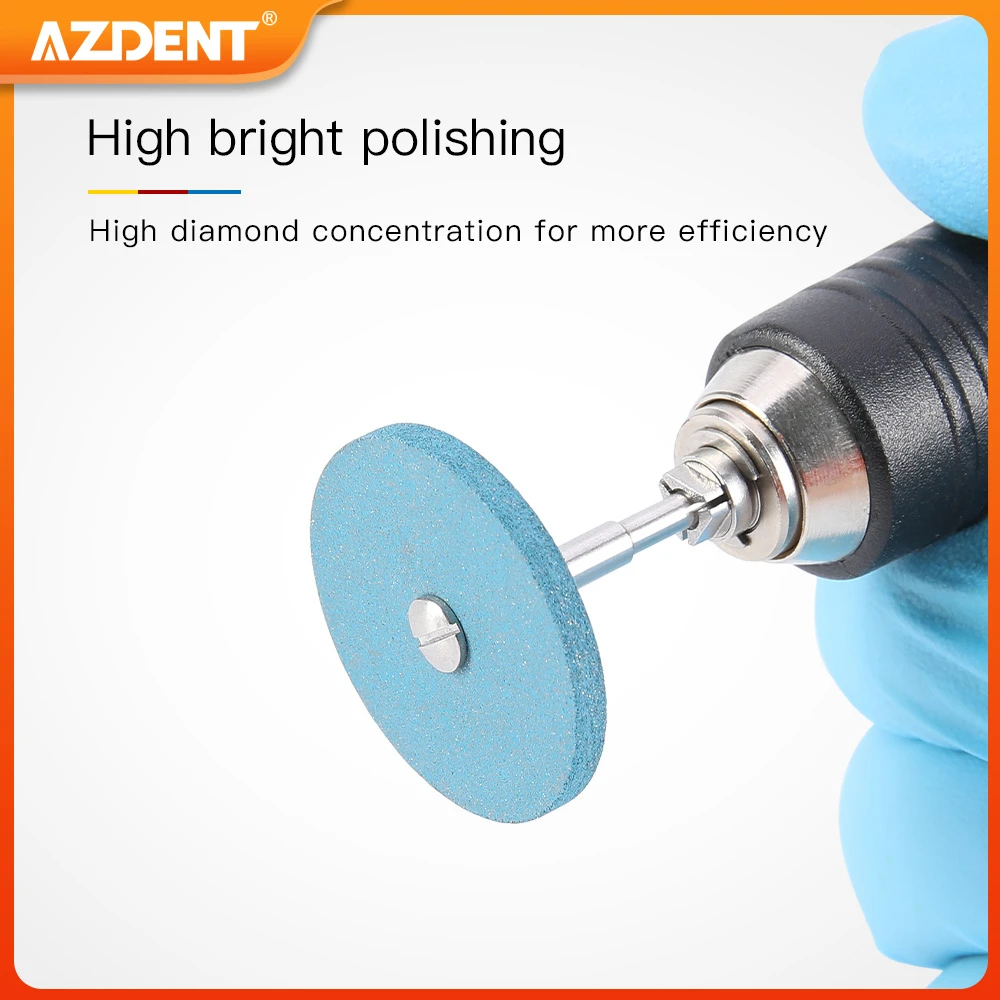 Dental Rubber Diamond Polisher Wheel AZDENT HP 2.35mm Smoothing Polishing Zirconia Porcelain Precious Metal Size 26*2mm 22*3mm