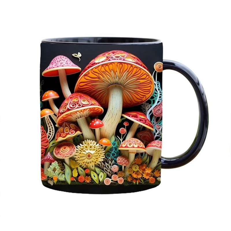 3D Magic Mushrooms Mug Ceramic Creative 3D Fun Space Design Mugs Offices Multi-Purpose Drink Cup For Home Office Dorm Well-Made