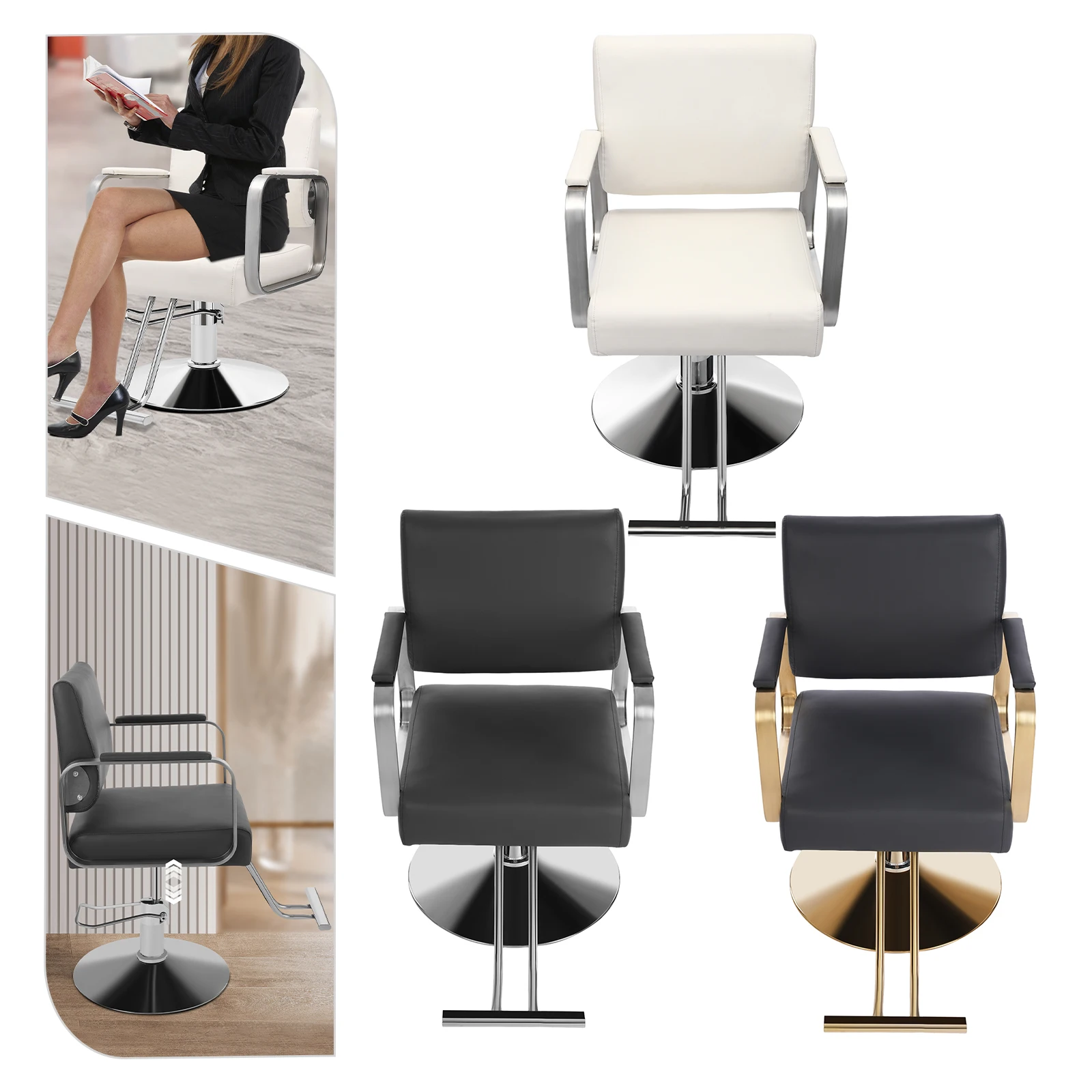 

Adjustable Height Salon Chair, 360° Swivel Barber Seat, 200kg Load Capacity Beauty Chair For Salons, Homes & Spas