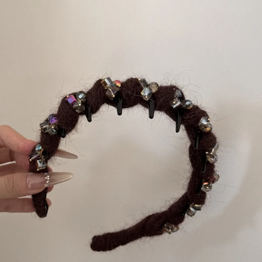 

Hair Accessories Maillard Color Hair Hoop with Toothed Comb Non-slip Plush Wave Headband Headwear Creative