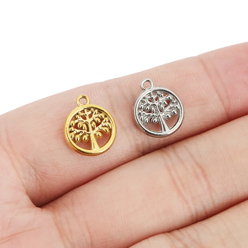 

5pcs Never Fade PVD Stainless Steel Tree Charms Lot Bracelets Charms Necklace Pendants for DIY Earring Making Jewelry Findings