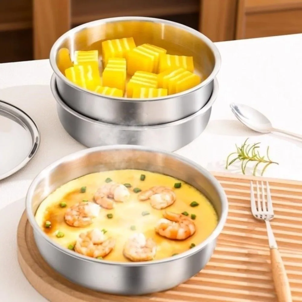 

Large Capacity Steamed Egg Bowl Nonstick Fall-resistant Stainless Steel Bowl Rust-proof with Lids Soup Bowl Kitchen Utensils