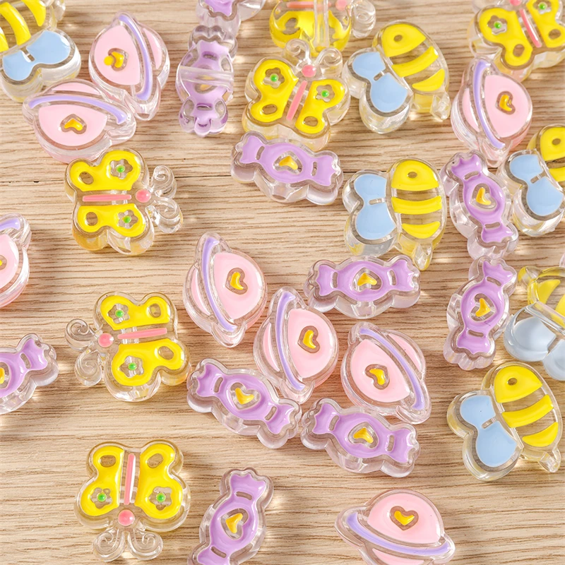 5 Stück Cartoon-Tier-Charms, Harz-Bienen- und Schmetterlings-Abstandshalter, lose Charms-Perlen für die Schmuckherstellung, Armbänder, Halsketten, DIY-Bastelarbeiten, Geschenke – Detail 8