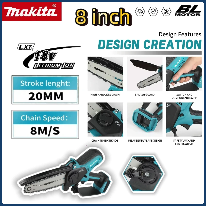 

Цепная пила Makita, электрическая пила, ручная портативная бензопила для лесозаготовок по дереву, садовый электроинструмент для обрезки древесины