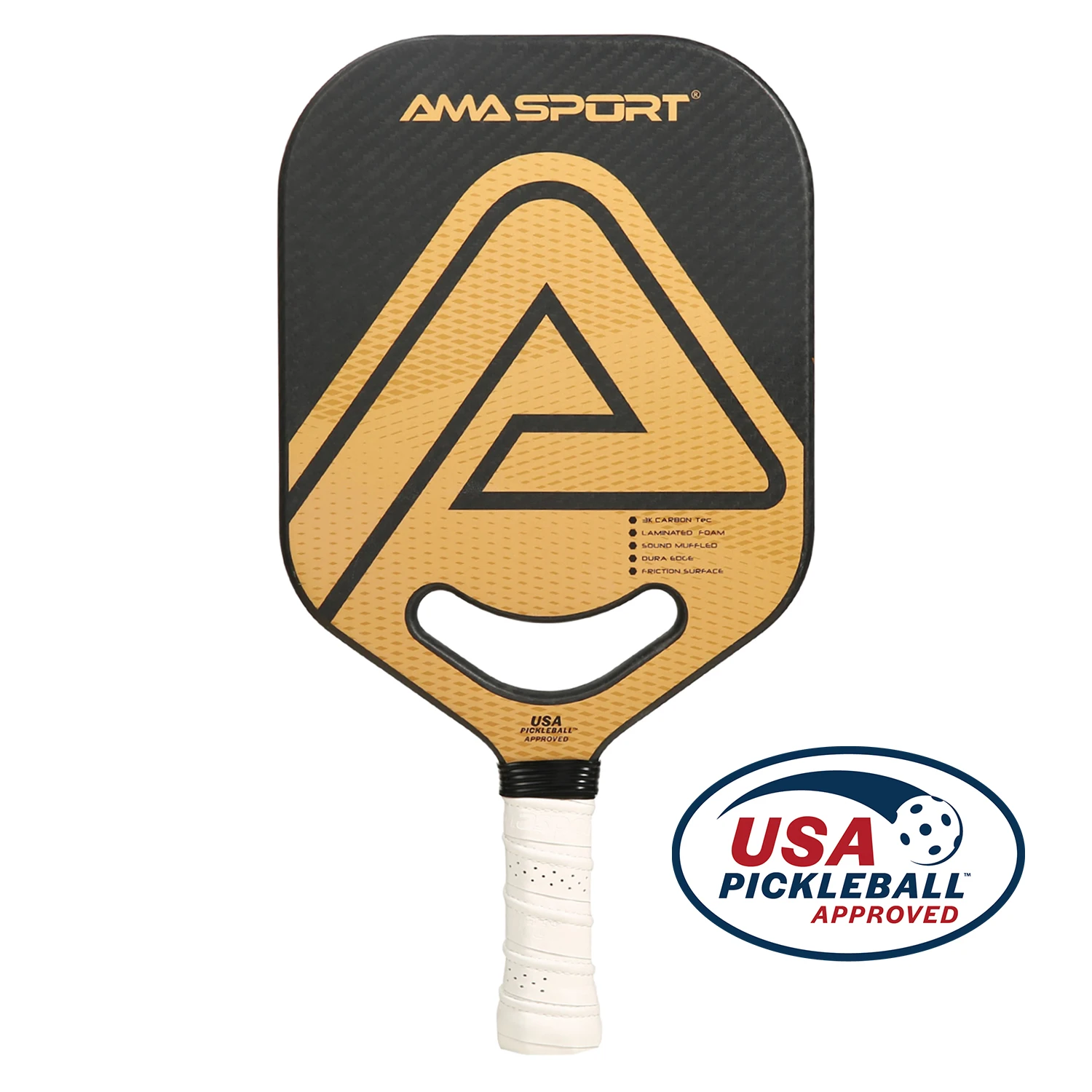 AMASPORT 3K Ruwe Koolstofvezel Oppervlak Pickleball Paddle USAPA Goedgekeurd PP002-20mm Dikke Kern Randloze Pickleball Rackets