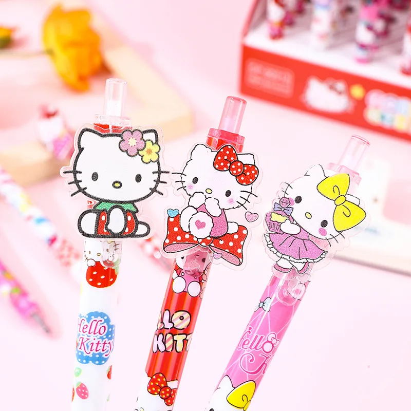 Imagem -04 - Sanrio Caneta Gel de Desenho Animado 24 48 Peças Hello Kitty Feliz Ano Novo Criativo 0.5 Preto Escola Papelaria Escritório Assinatura Atacado