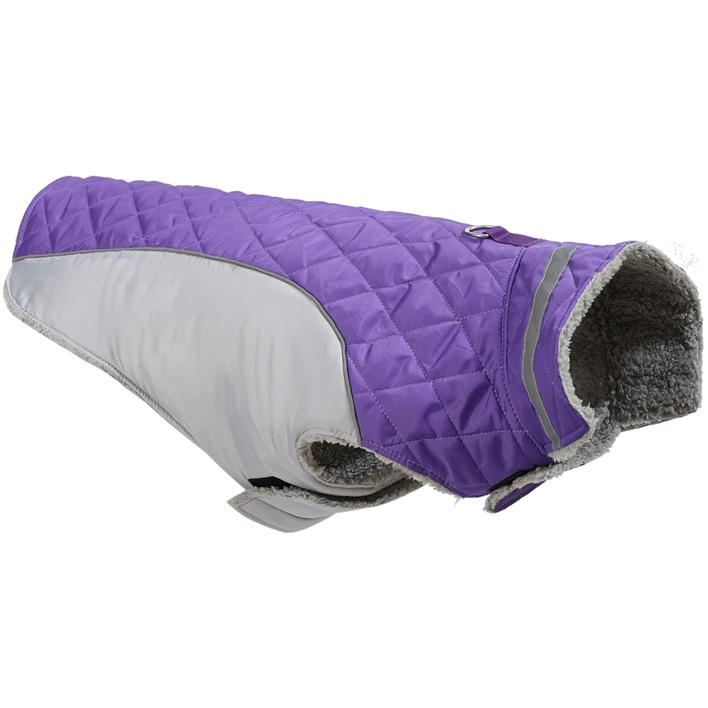 Winterwarme große Hundekleidung, reflektierende Haustierweste, dicke, mit Fleece gefütterte Jacke, Oberbekleidung für mittelgroße und große Hunde, Labrador, Mops. – Detail 8