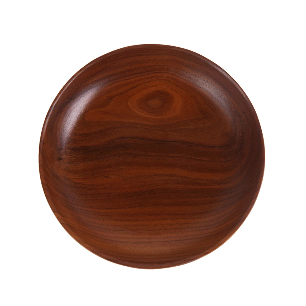 

Natural Wooden Tray 15X15Cm Round Food Serving Plate Fruit Bread Snack Dishes Tea Coffee Platter Brown Kitchen Bar Accessory