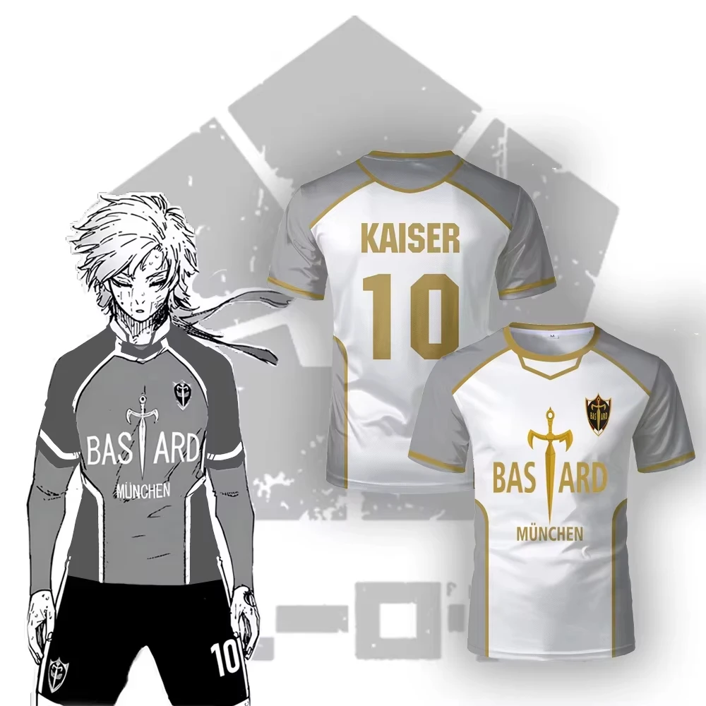 2026 New Blue Lock Anime Bastard München Jersey  Men's Football T-shirt Kaiser 10 Isagi Cosplay Tops Munich Sports Boy Tees