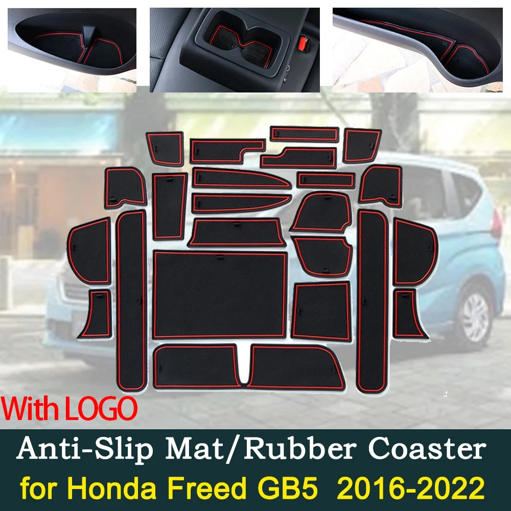 Anti-Slip Dirty Dust Gate Mats Cup Groove Pads for Honda Freed GB5 GB6 GB7 GB8 2016~2022 Hole Pad Car Styling Accessories Gadget